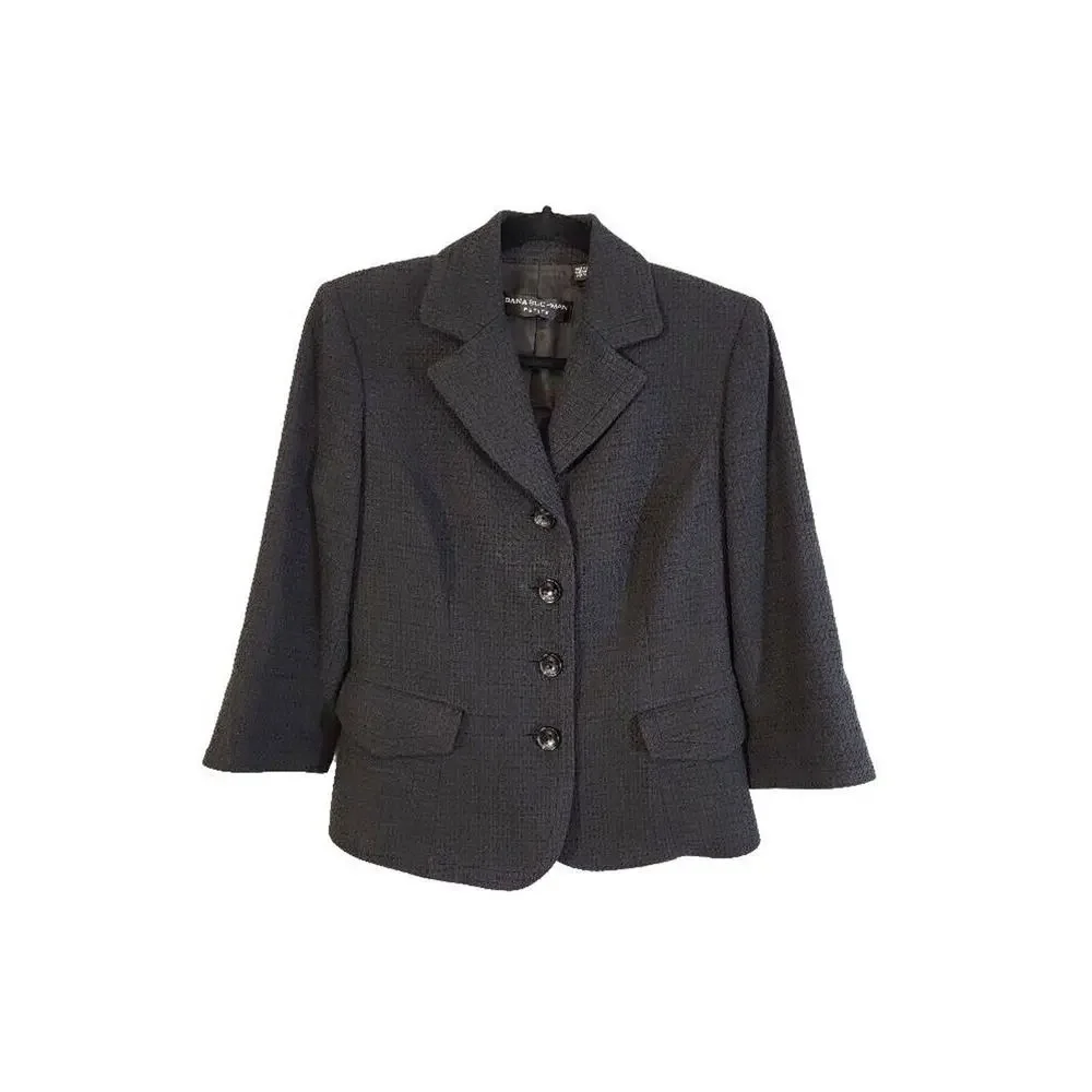 Dana Buchman Black Blazer Women's Sz 4P‎ Qtr Sleeve Lined Sport Coat - Picture 4 of 12